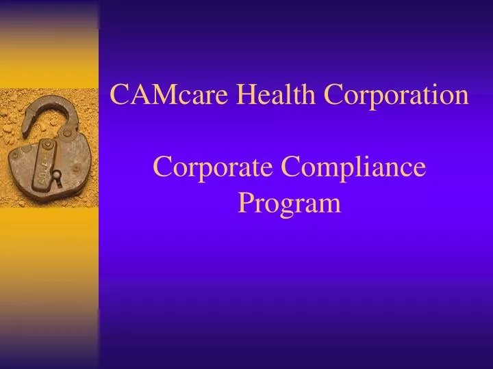 camcare health corporation corporate compliance program