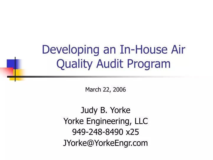 developing an in house air quality audit program