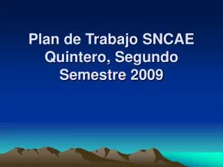 Plan de Trabajo SNCAE Quintero, Segundo Semestre 2009