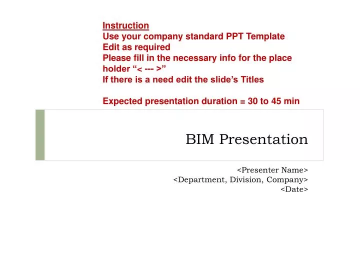 bim presentation presenter name department division company date