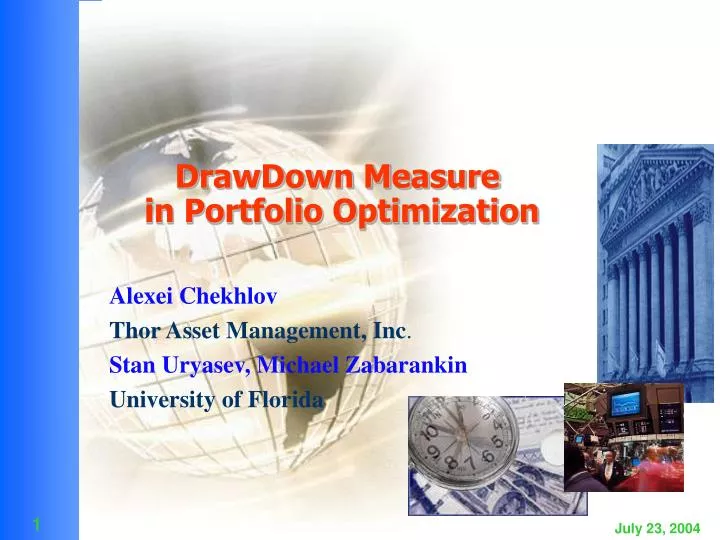 drawdown measure in portfolio optimization