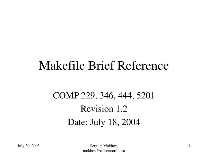 makefile brief reference
