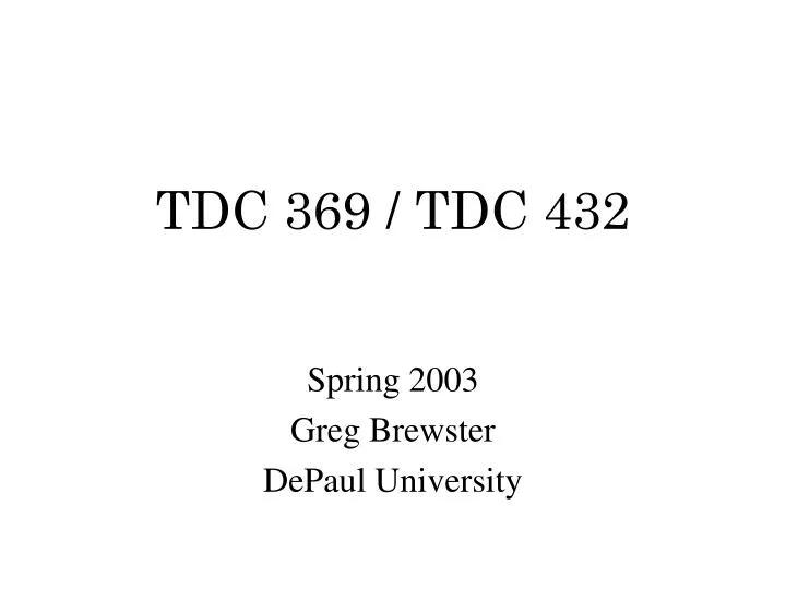 tdc 369 tdc 432