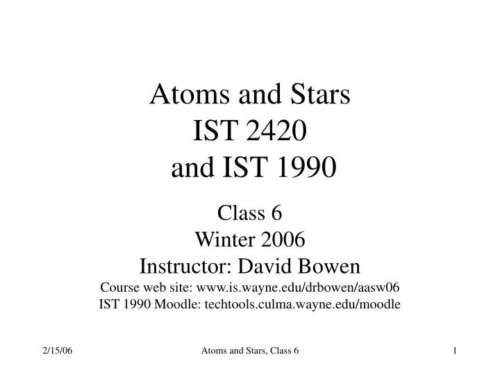 atoms and stars ist 2420 and ist 1990