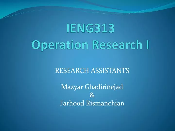 ieng 313 operation research i