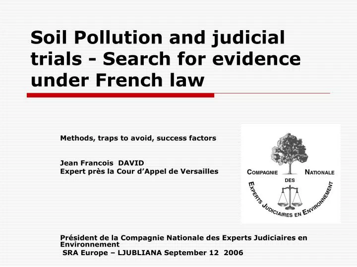 soil pollution and judicial trials search for evidence under french law