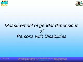Measurement of gender dimensions of Persons with Disabilities