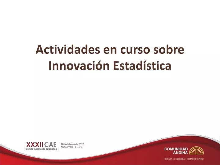 actividades en curso sobre innovaci n estad stica