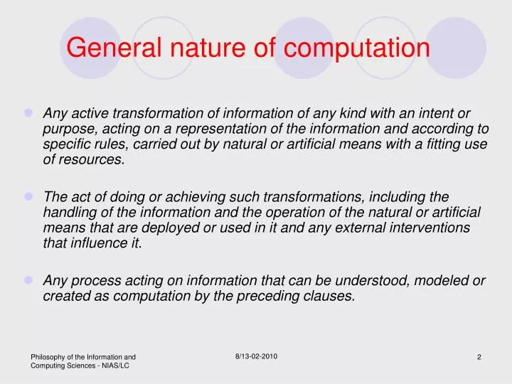general nature of computation