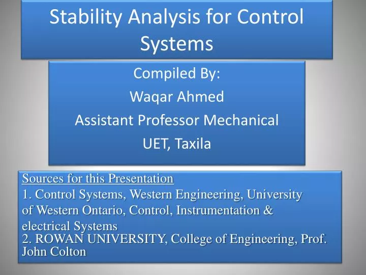 stability analysis for control systems