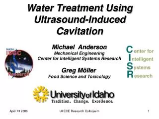 Water Treatment Using Ultrasound-Induced Cavitation