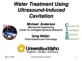 water treatment using ultrasound induced cavitation