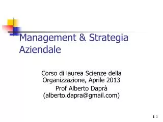 Management &amp; Strategia Aziendale
