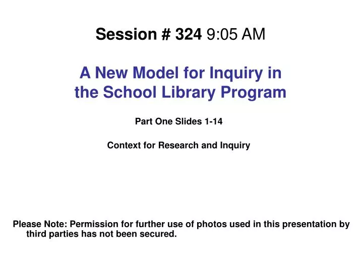 session 324 9 05 am a new model for inquiry in the school library program
