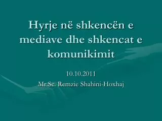 hyrje n shkenc n e mediave dhe shkencat e komunikimit