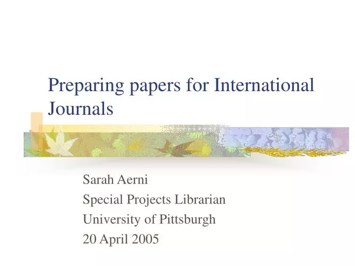 preparing papers for international journals