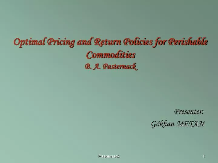 optimal pricing and return policies for perishable commodities b a pasternack