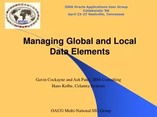 Managing Global and Local Data Elements