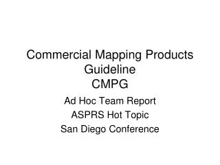 Commercial Mapping Products Guideline CMPG