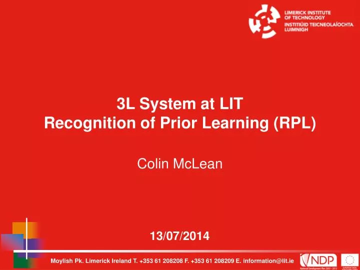 3l system at lit recognition of prior learning rpl