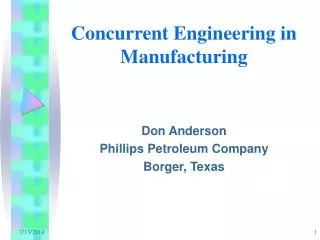 Concurrent Engineering in Manufacturing