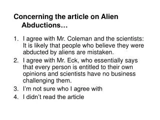 Concerning the article on Alien Abductions…