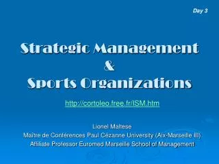 Strategic Management &amp; Sports Organizations