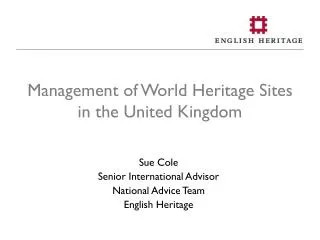 Management of World Heritage Sites in the United Kingdom