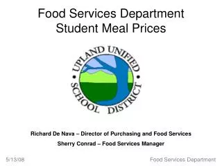 Food Services Department Student Meal Prices