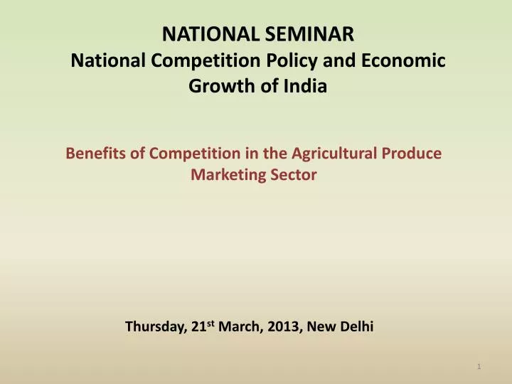 benefits of competition in the agricultural produce marketing sector