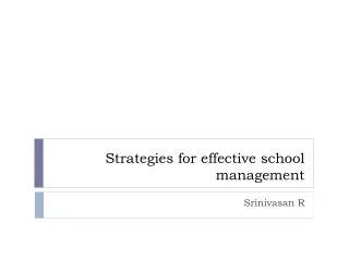 Strategies for effective school management