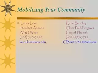 Mobilizing Your Community