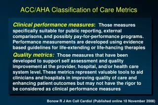 ACC/AHA Classification of Care Metrics