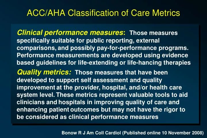 acc aha classification of care metrics