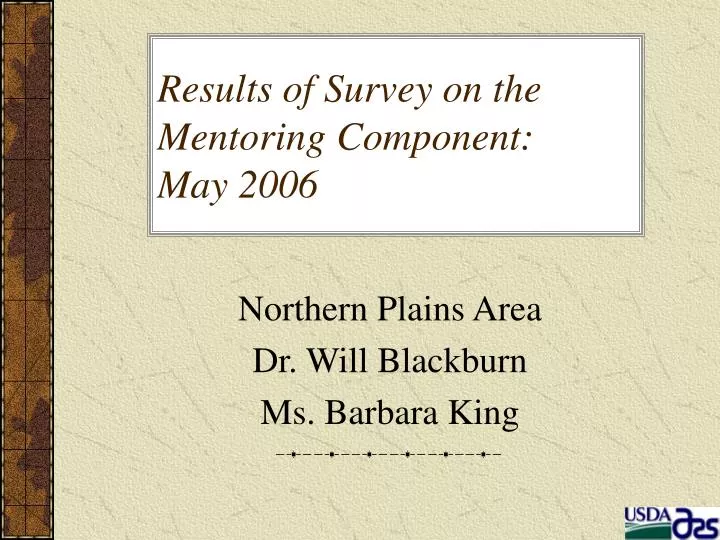 results of survey on the mentoring component may 2006