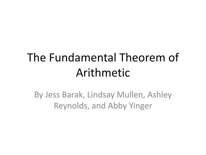the fundamental theorem of arithmetic