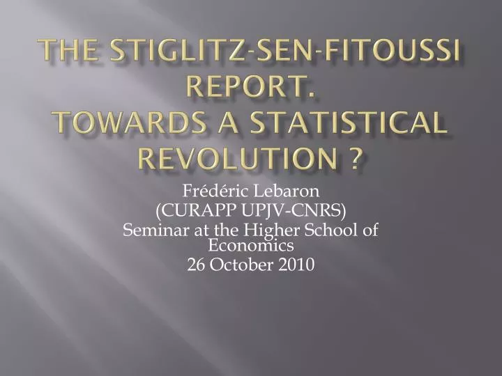 the stiglitz sen fitoussi report towards a statistical revolution