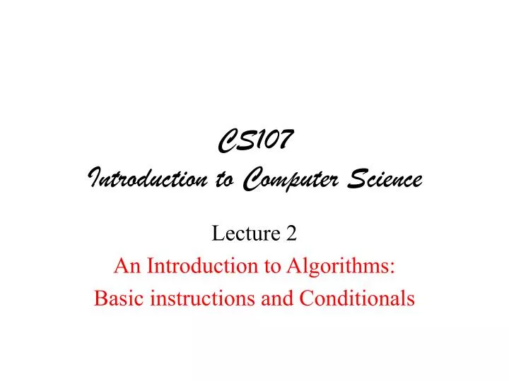 cs107 introduction to computer science