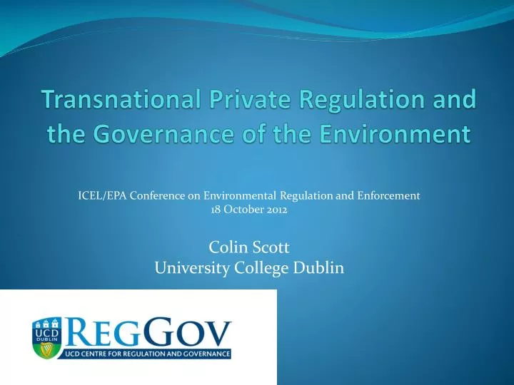 transnational private regulation and the governance of the environment