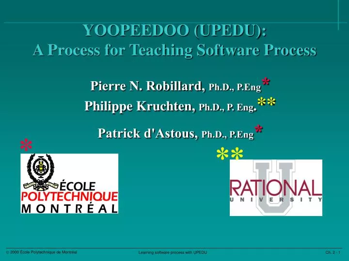 yoopeedoo upedu a process for teaching software process