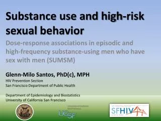 Substance use and high-risk sexual behavior