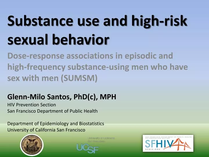 substance use and high risk sexual behavior