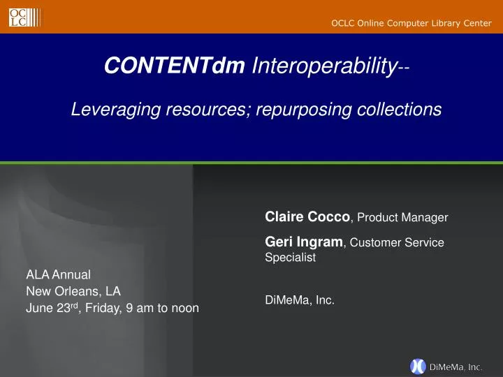 contentdm interoperability leveraging resources repurposing collections