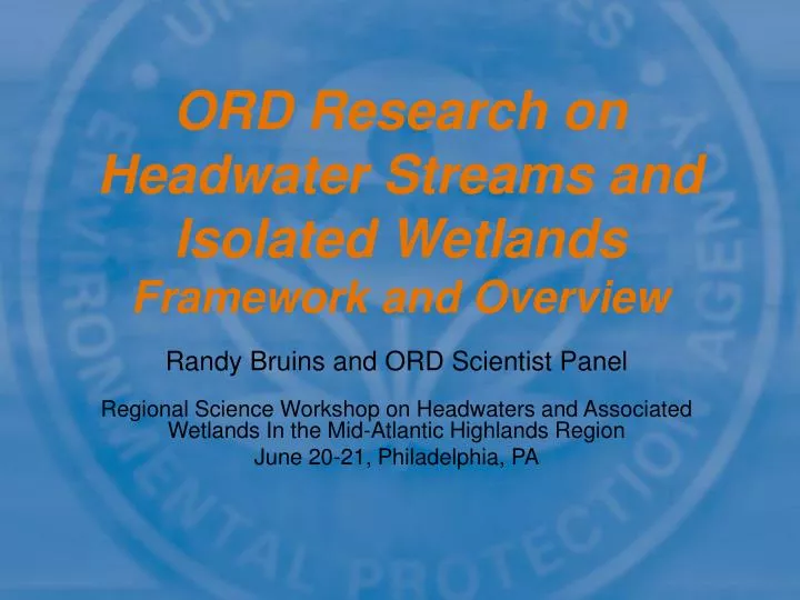 ord research on headwater streams and isolated wetlands framework and overview