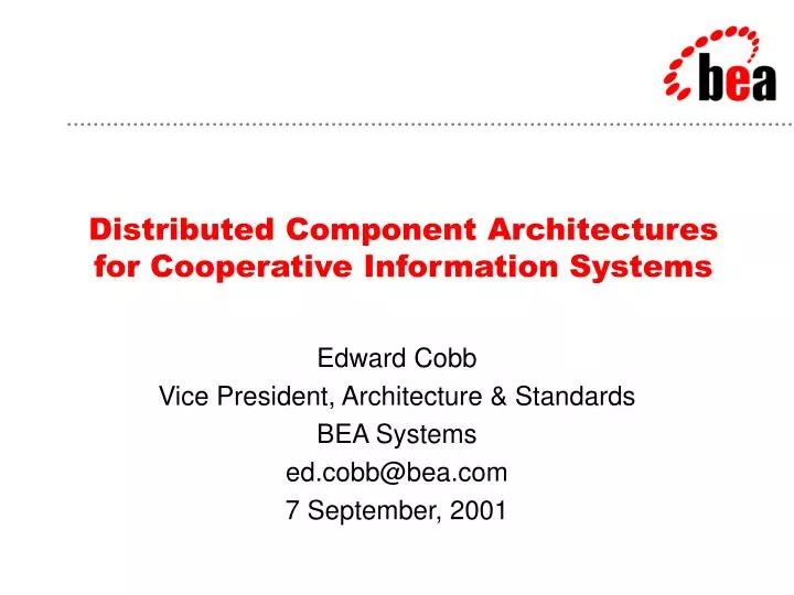 distributed component architectures for cooperative information systems