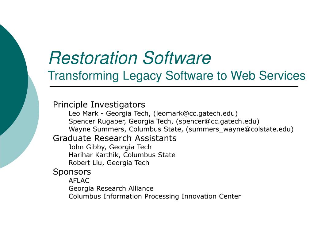 PPT - Restoration Software Transforming Legacy Software to Web Services ...
