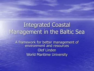 Integrated Coastal Management in the Baltic Sea