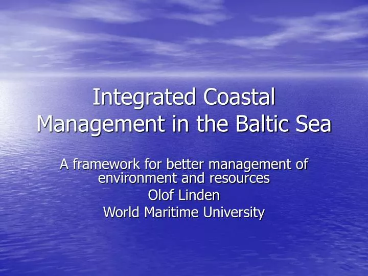 integrated coastal management in the baltic sea
