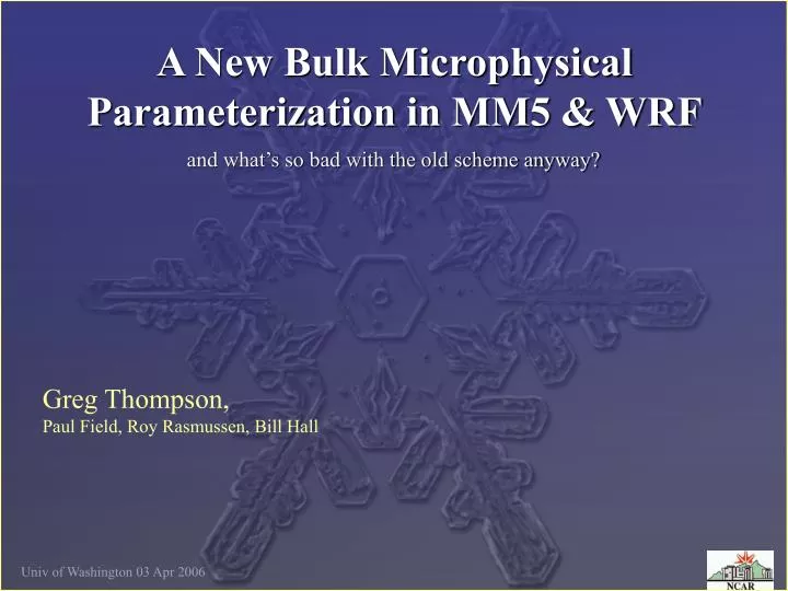 a new bulk microphysical parameterization in mm5 wrf