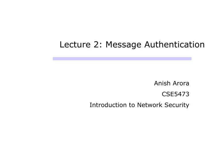 lecture 2 message authentication